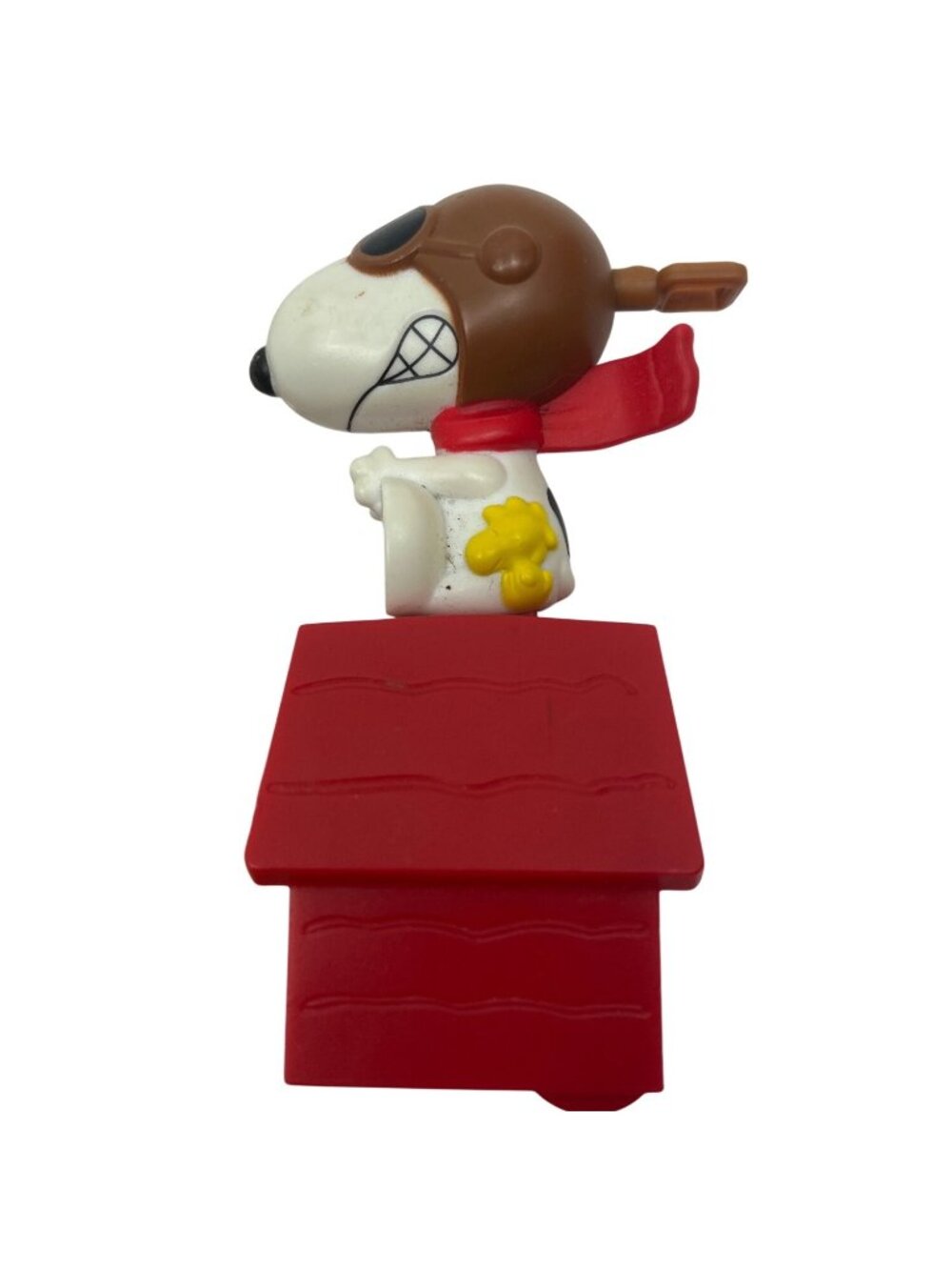 Snoopy Flying Ace Toy On Doghouse Red Plastic Vintage Collectible Peanuts Figuri